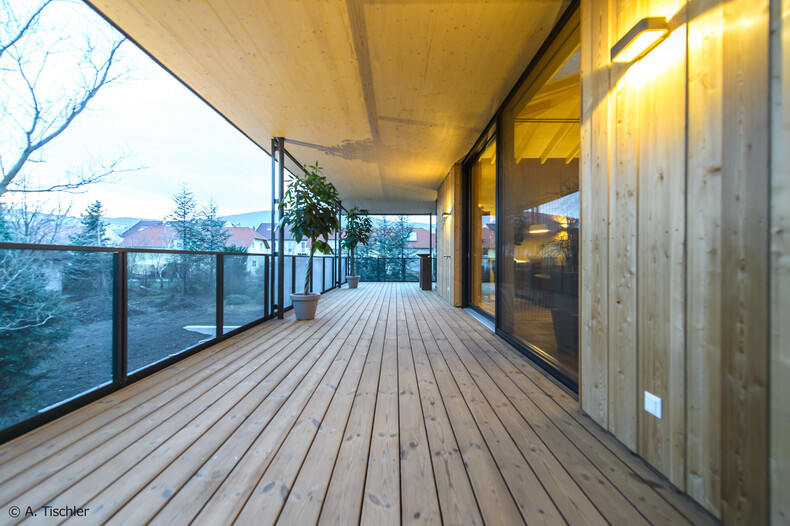 Terrace made of thermo-treated pine